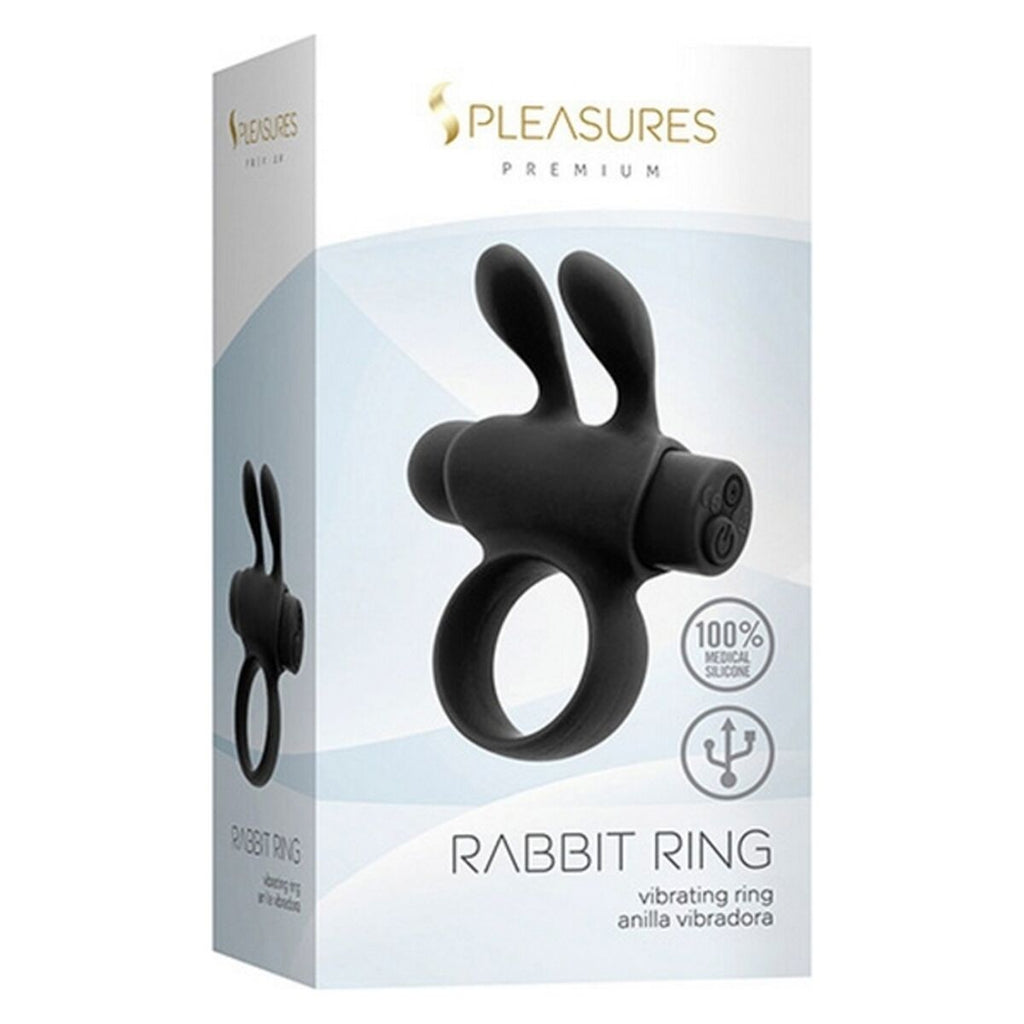 Cock Ring S Pleasures Rabbit Black-1